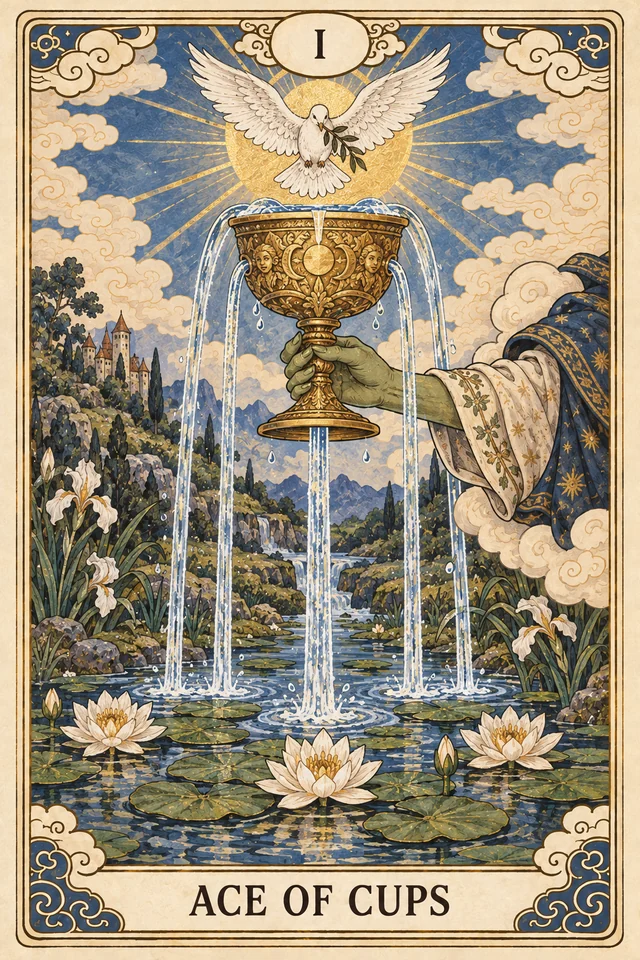 The Ace of Cups tarot card