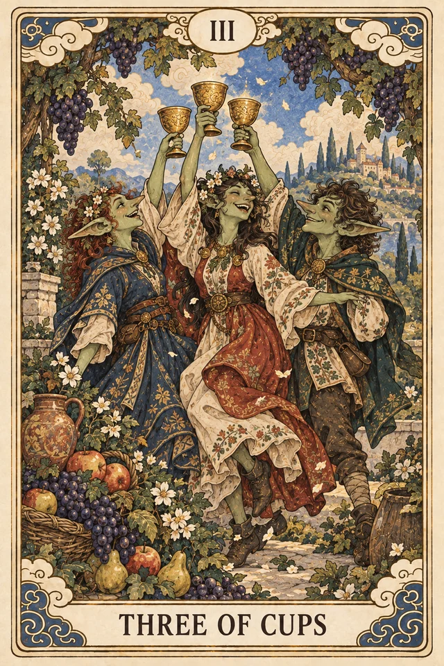 The Three of Cups tarot card