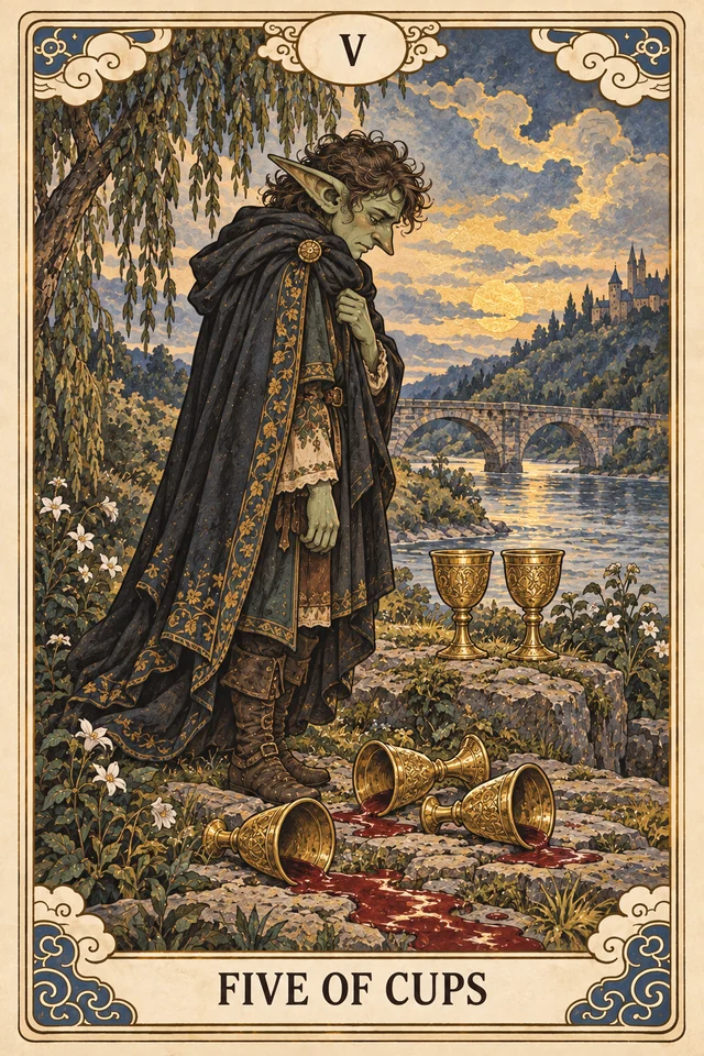 The Five of Cups tarot card