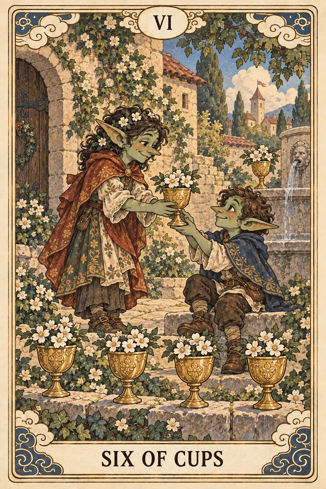 The Six of Cups tarot card