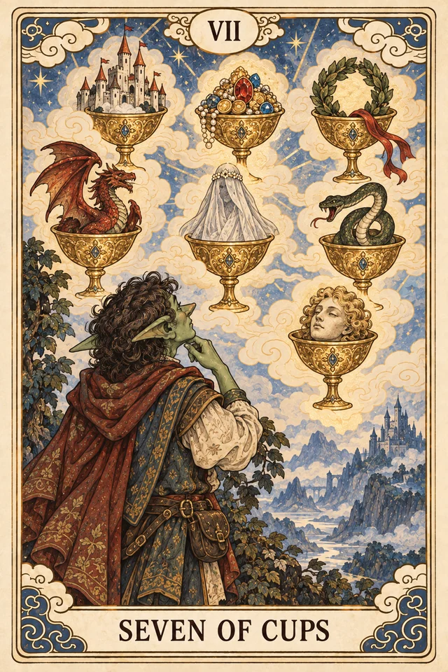 The Seven of Cups tarot card