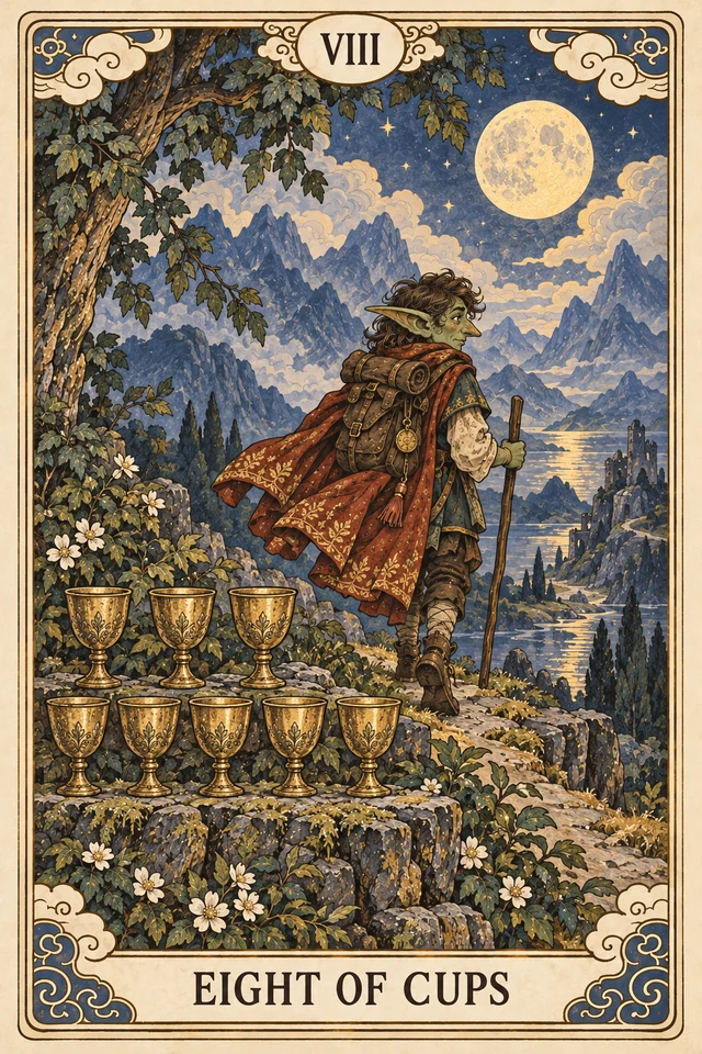 The Eight of Cups tarot card