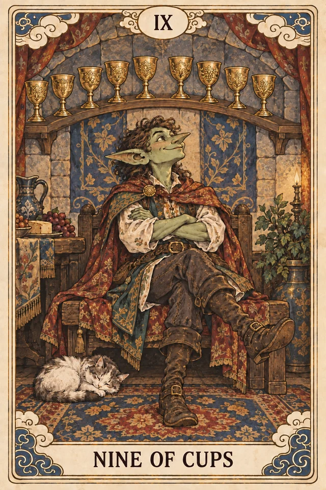 The Nine of Cups tarot card