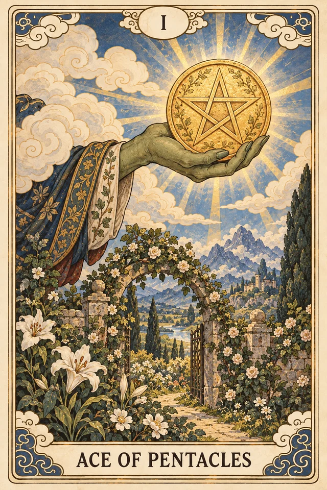 The Ace of Pentacles tarot card