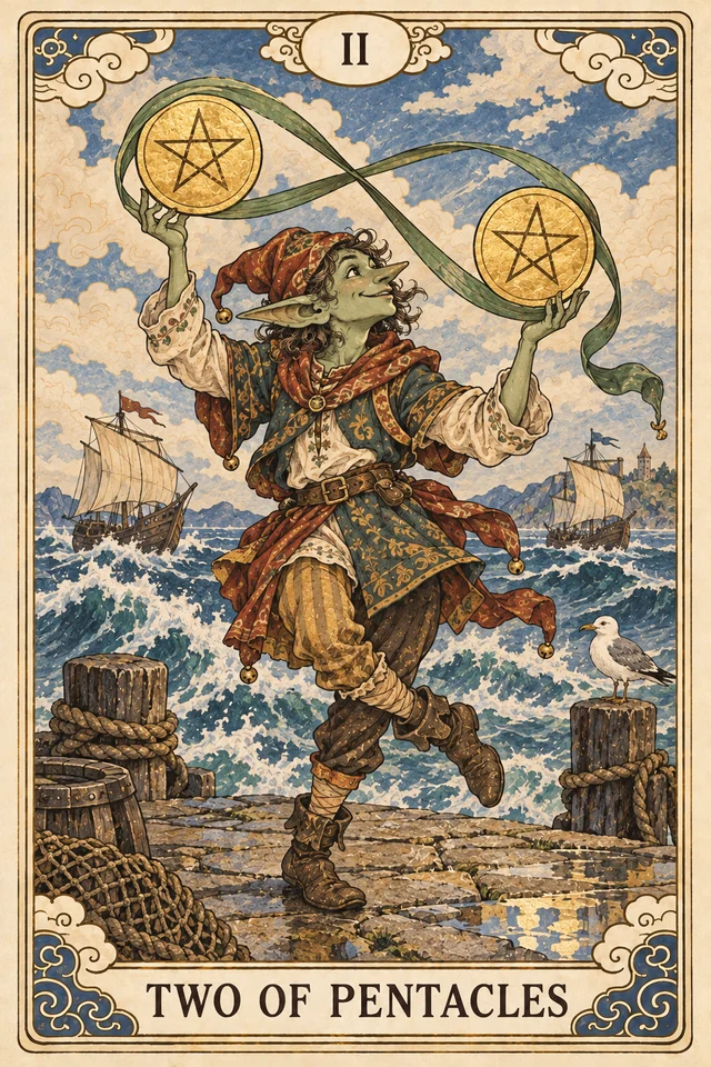 The Two of Pentacles tarot card