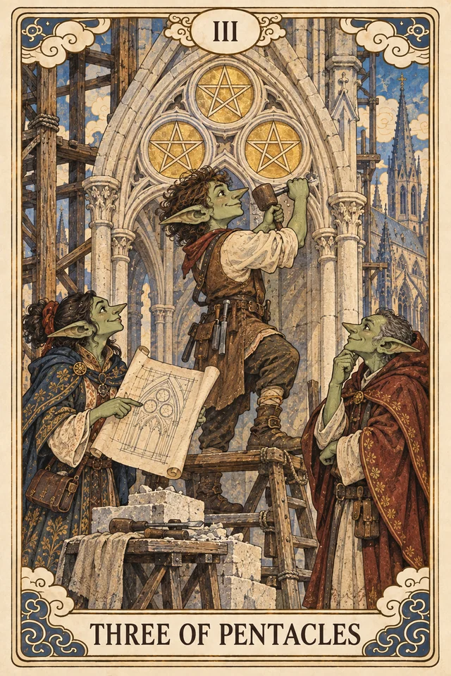 The Three of Pentacles tarot card