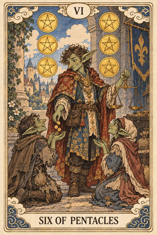 The Six of Pentacles tarot card