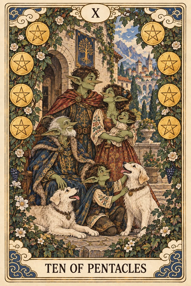 The Ten of Pentacles tarot card