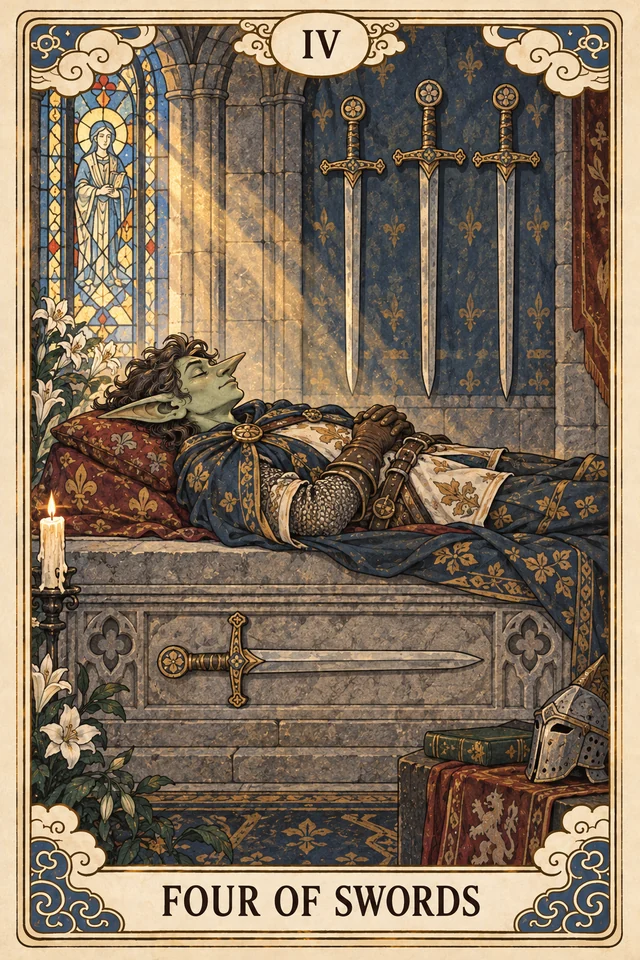 The Four of Swords tarot card