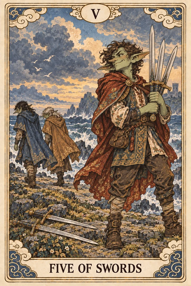 The Five of Swords tarot card