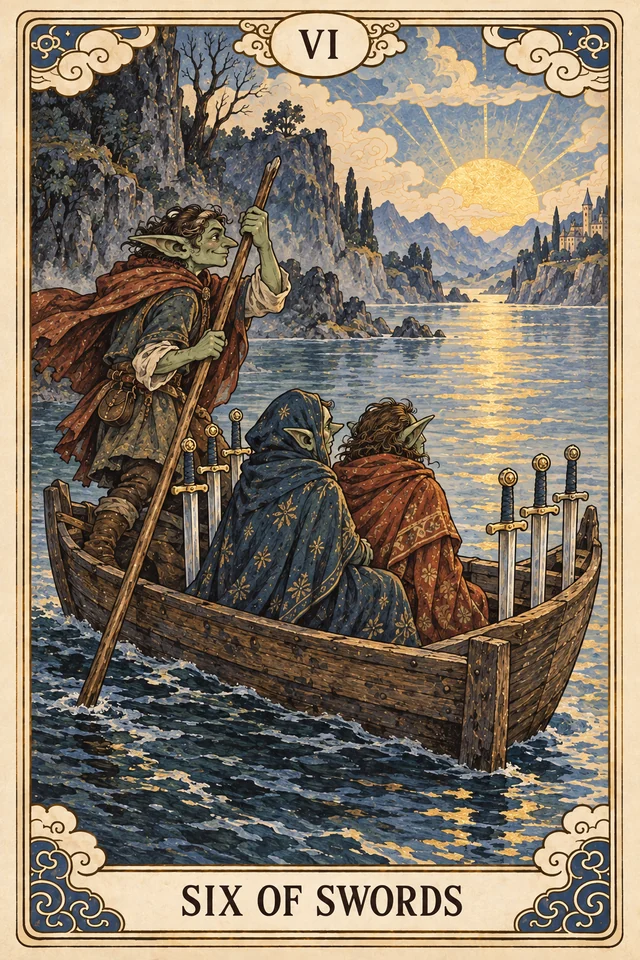 The Six of Swords tarot card