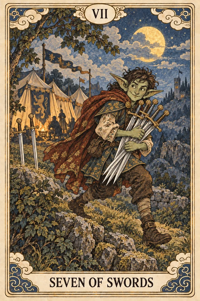 The Seven of Swords tarot card