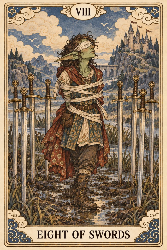 The Eight of Swords tarot card