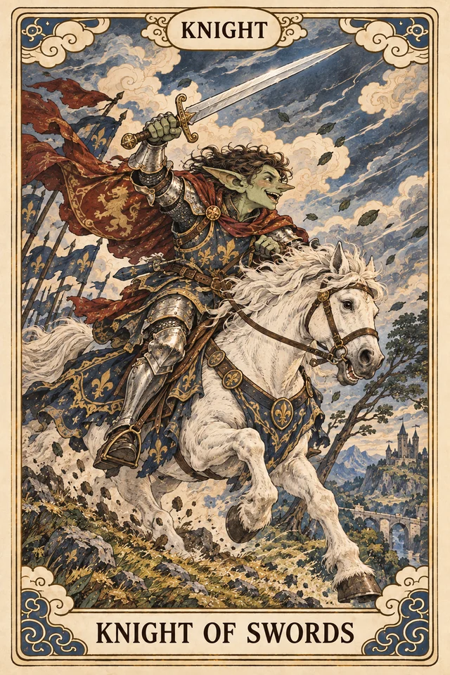 The Knight of Swords tarot card