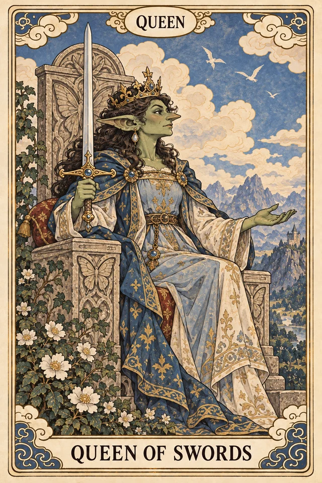 The Queen of Swords tarot card