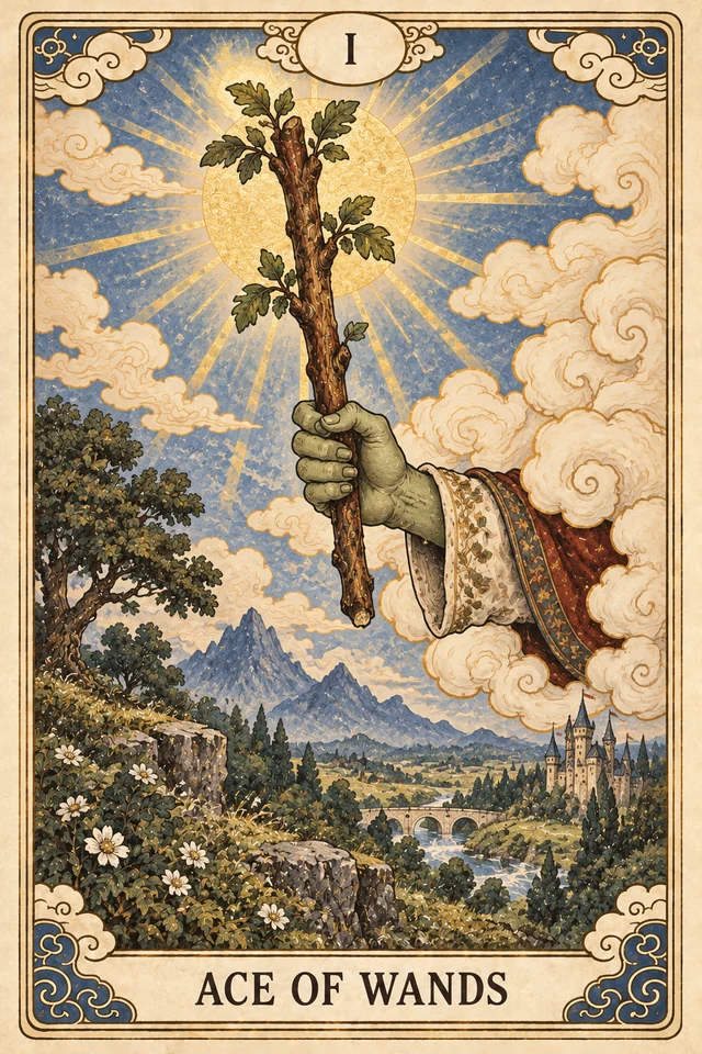 The Ace of Wands tarot card