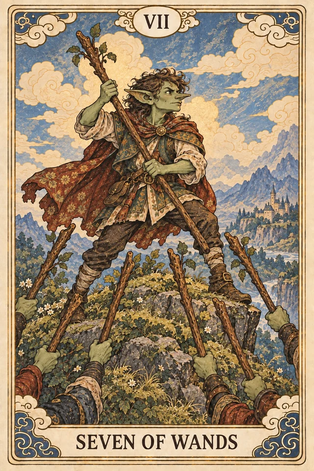 The Seven of Wands tarot card