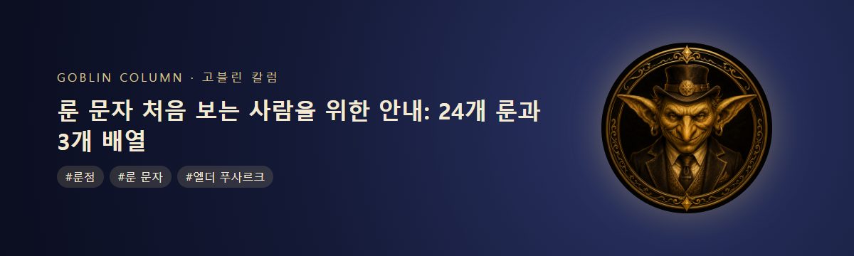 룬 문자 처음 보는 사람을 위한 안내: 24개 룬과 3개 배열